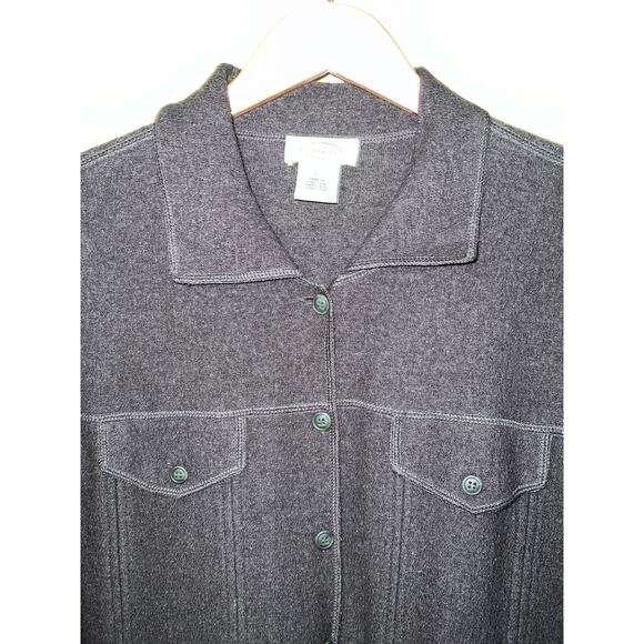 Talbots Shirt Jacket Womens Large 100% Wool Army Green Shacket Gorpcore Utlility - Picture 2 of 7